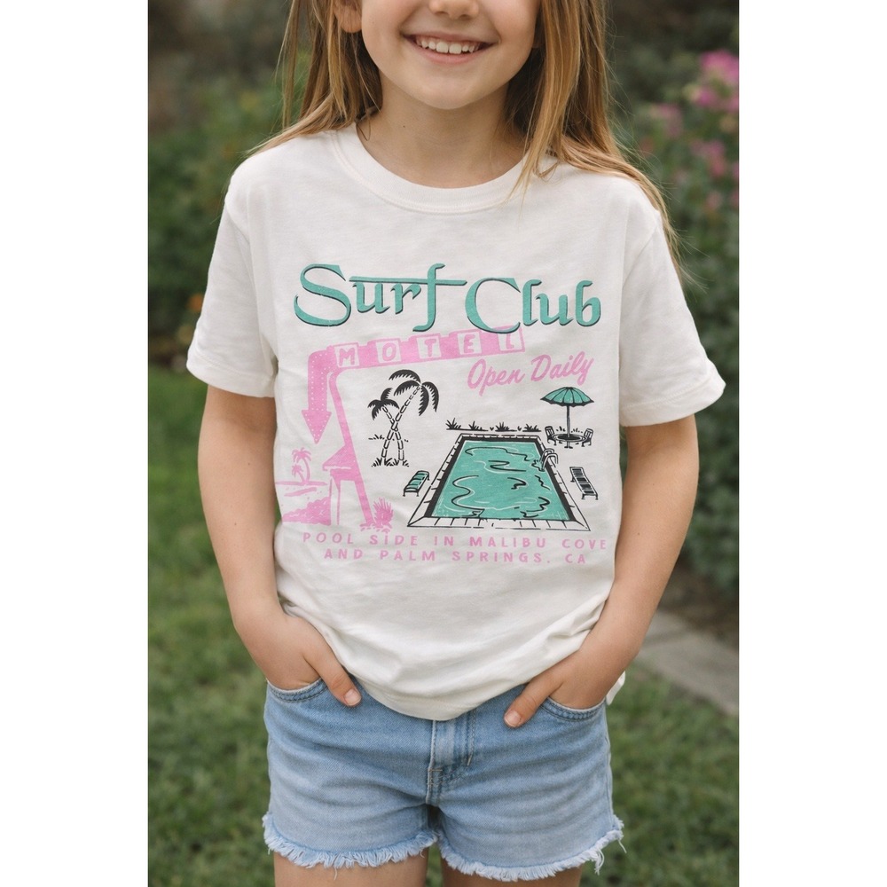 Grayson Threads Kids Surf‎ Club Motel Graphic Tee Cream California Summer Sz M 8